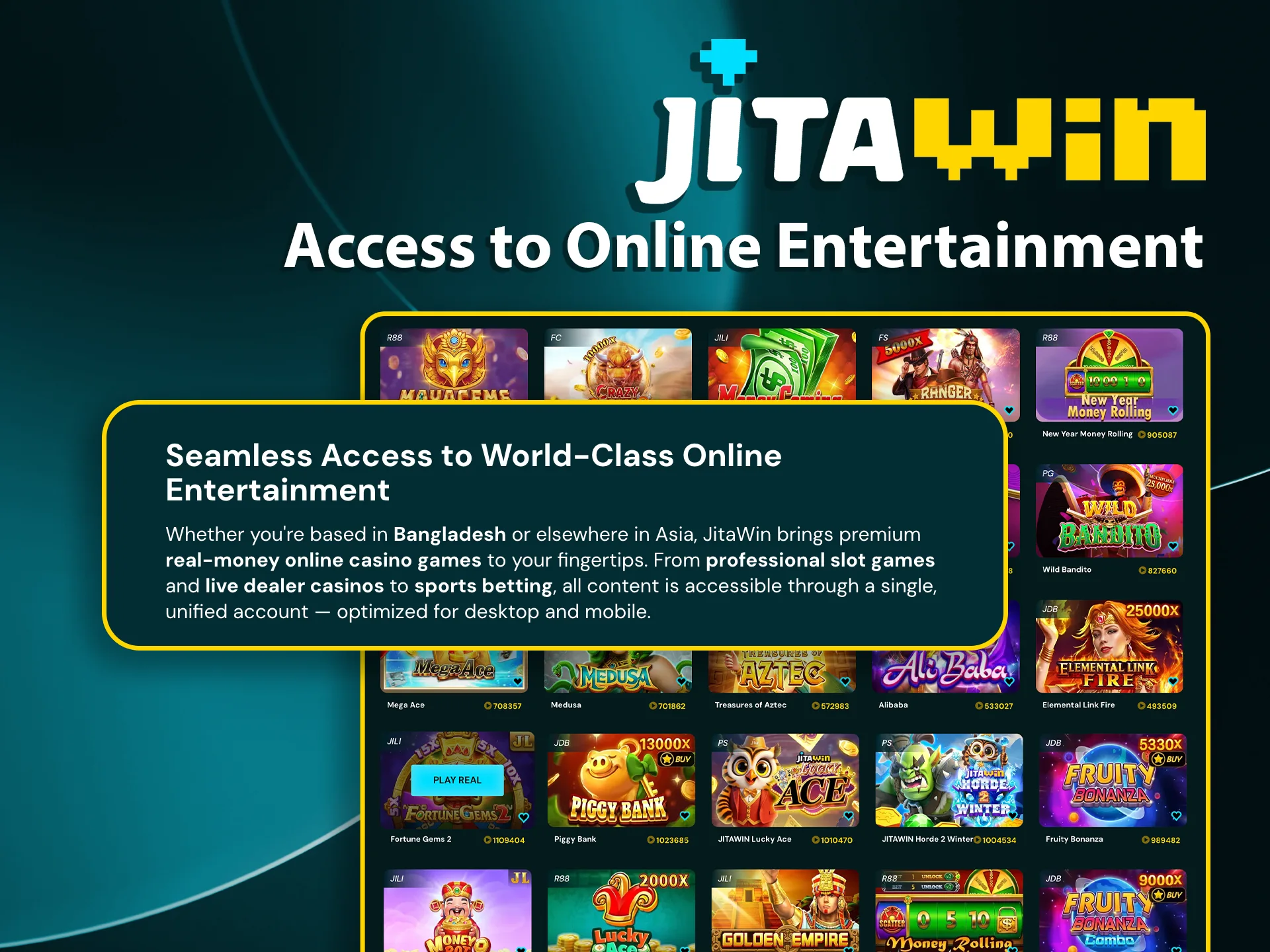 Play world-class slots and table games with JitaWin now.