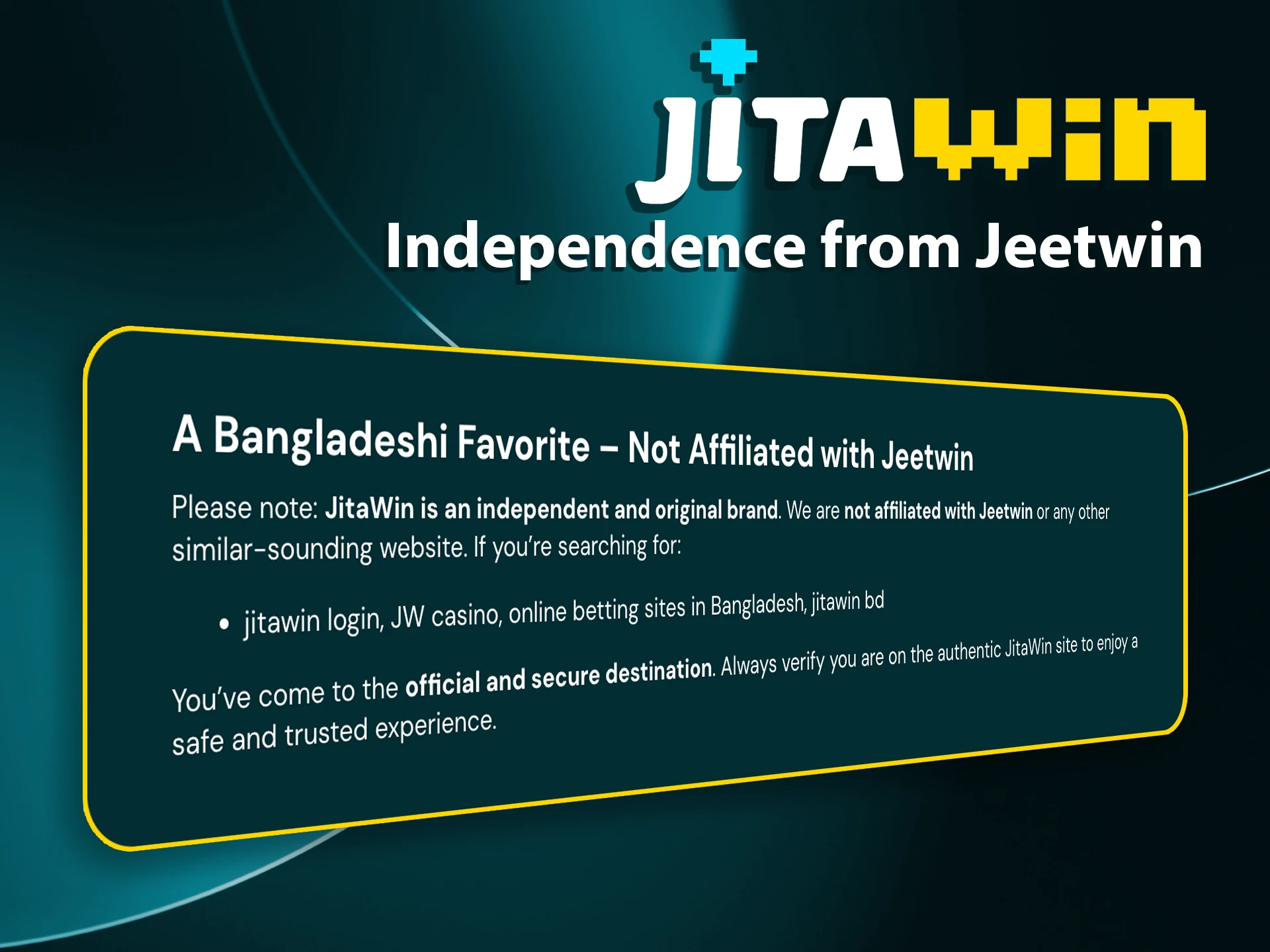 Play with confidence at JitaWin, not affiliated with Jeetwin.