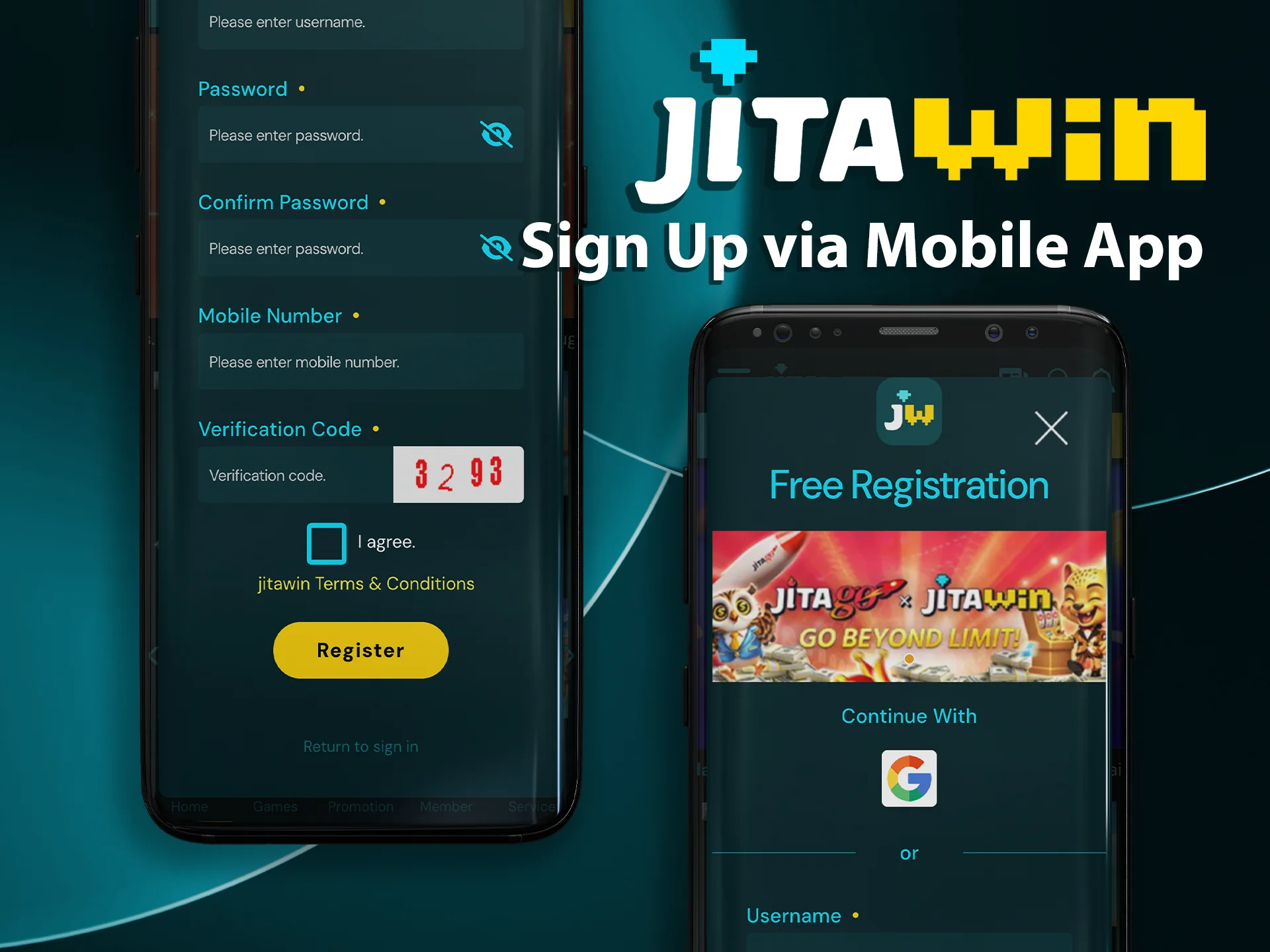 Download the JitaWin app and sign up in seconds.