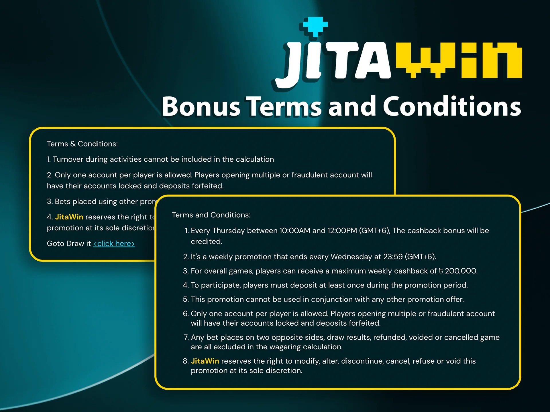Understand JitaWin’s bonus policy before claiming offers.